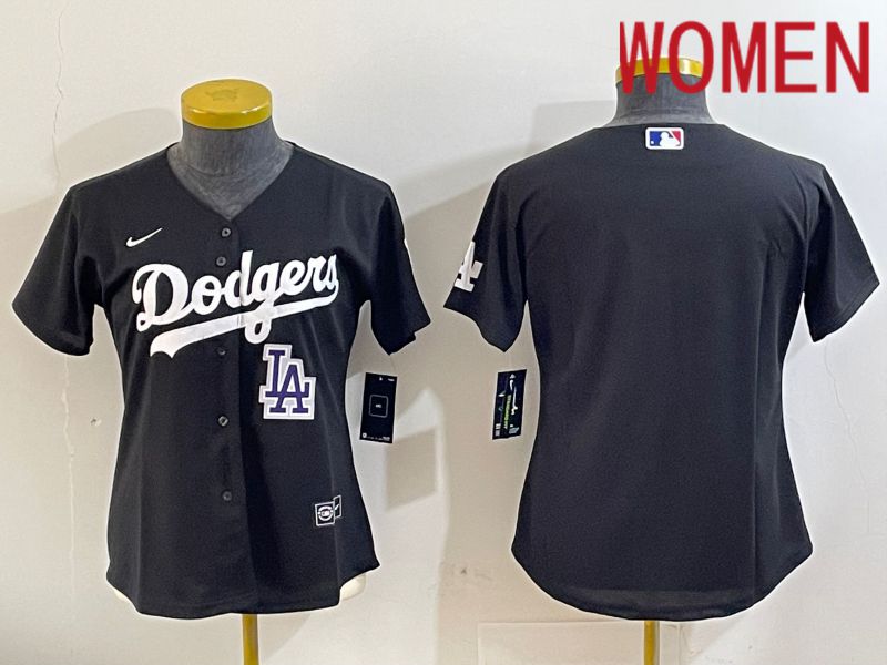 Women Los Angeles Dodgers Blank Black Game 2024 Nike MLB Jersey style 11211->women mlb jersey->Women Jersey